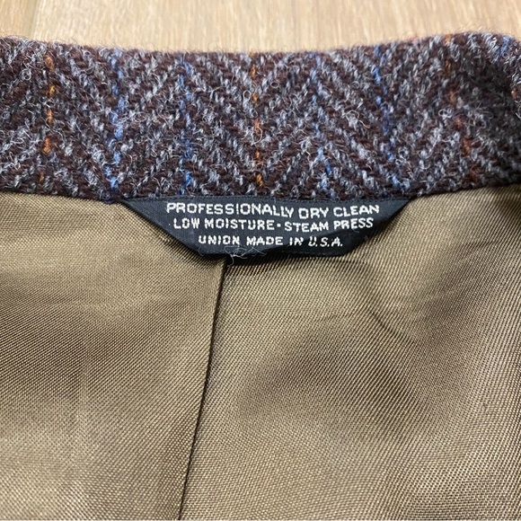 VINTAGE! 🌟HARRIS TWEED🌟 MENS 2 BUTTON WOOL SPORT COAT BLAZER BROWN SZ 40 - Picture 2 of 13